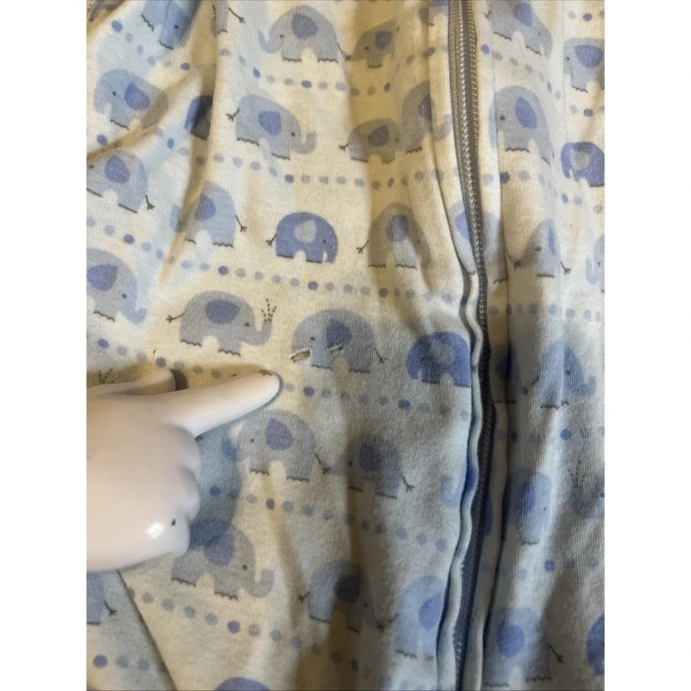 Lot of 2 HALO SleepSack Swaddle Small 3-6 Months Gray Leaves Blue Elephants Used